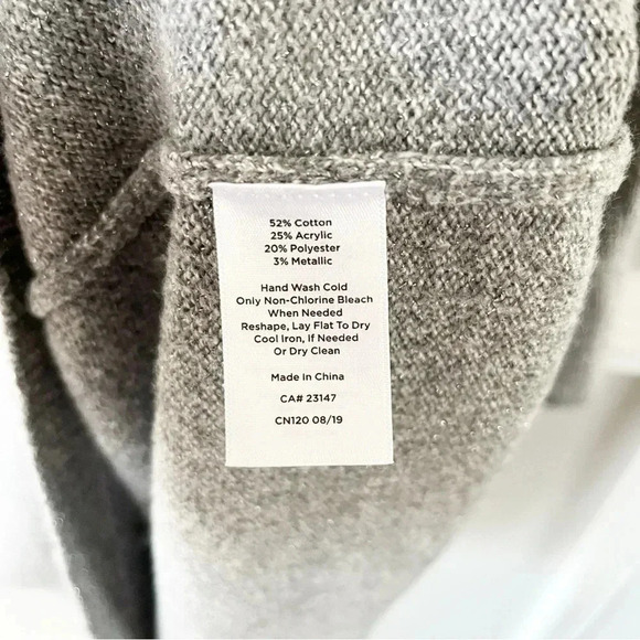 Talbots Poet Sleeve Gray V Neck Shimmer Sweater Dress Size Large - Picture 3 of 6